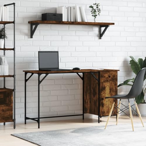 Computertisch, Desk Schreibtische Schreibtisch Study Table Bürotisch Gaming-Tisch Geeignet für Spielzimmer Büro Arbeitszimmer Wohnzimmer Räuchereiche 131x48x75 cm Holzwerkstoff von JHQHSM