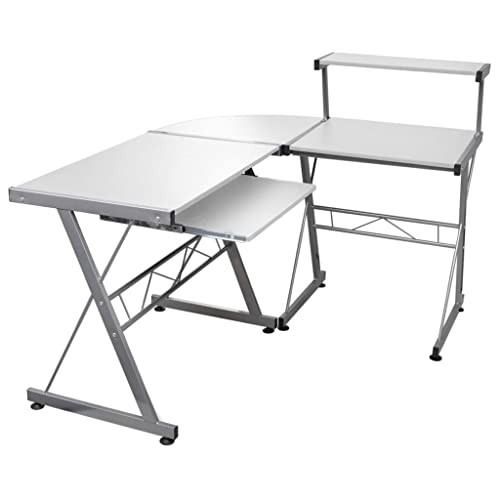 Eck-Computertisch, Bürotisch Gaming-Tisch Desk Schreibtische Empfangstheke Schreibtisch Geeignet für Arbeitszimmer Wohnzimmer Spielzimmer Büro Weiß 132x112x99 cm Holzwerkstoff von JHQHSM
