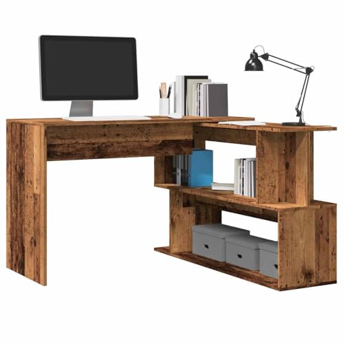 Eckschreibtisch, Desk Schreibtische Computertisch Konsolentisch Bürotisch Gaming-Tisch Geeignet für Spielzimmer Büro Arbeitszimmer Wohnzimmer Altholz-Optik 200,5x50x76 cm Holzwerkstoff von JHQHSM