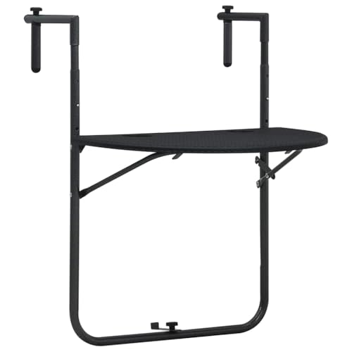 JHQHSM Balkon-Hängetisch, Gartenmöbel Outdoor Tisch Outdoor Esstisch Terrassentisch Wetterfest Balkontisch Geeignet für Balkon Terrasse Bistro Garten Schwarz 60x64x83,5 cm Kunststoff Rattan-Optik von JHQHSM
