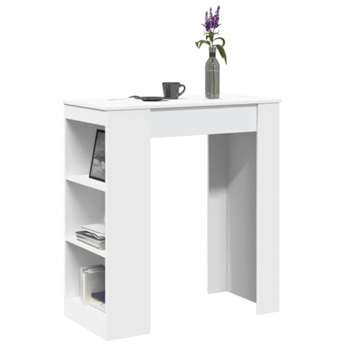 JHQHSM Bartisch mit Regal, Hochtisch Tresentisch Esstisch Küchentisch Wohnzimmertisch Esszimmertische Tisch Geeignet für Restaurant Bankettsälen Clubs Bars Weiß 95x47x103,5 cm Holzwerkstoff von JHQHSM