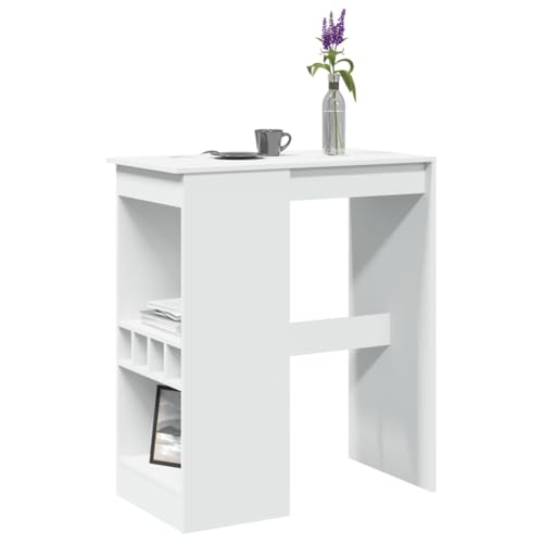 JHQHSM Bartisch mit Regal, Hochtisch Tresentisch Küchentisch Esstisch Wohnzimmertisch Esszimmertische Tisch Geeignet für Bars Clubs Restaurant Bankettsälen Weiß 90x47,5x103,5 cm Holzwerkstoff von JHQHSM