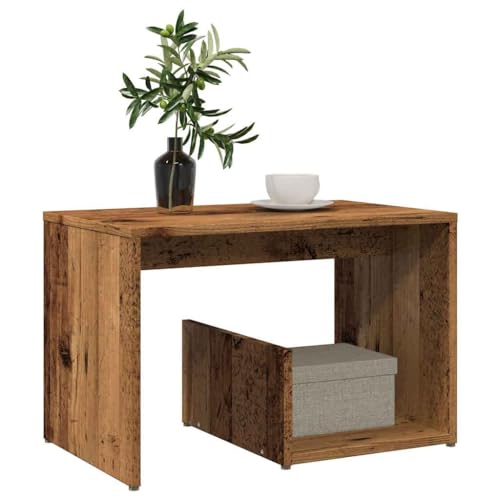 JHQHSM Beistelltisch, Couchtisch Konsolentisch Wohnzimmertisch Kaffeetisch Sofatisch Side Table Teetisch Geeignet für Flur Büro Schlafzimmer Wohnzimmer Altholz-Optik 59x36x38 cm Holzwerkstoff von JHQHSM