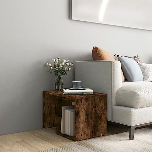 JHQHSM Beistelltisch, Couchtisch Konsolentisch Wohnzimmertisch Kaffeetisch Sofatisch Side Table Teetisch Geeignet für Flur Büro Schlafzimmer Wohnzimmer Räuchereiche 59x36x38 cm Holzwerkstoff von JHQHSM