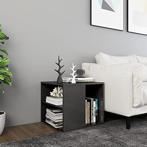 JHQHSM Beistelltisch, Couchtisch Sofatisch Kaffeetisch Wohnzimmertisch Konsolentisch Side Table Teetisch Geeignet für Büro Flur Wohnzimmer Schlafzimmer Hochglanz-Grau 50x50x45 cm Holzwerkstoff von JHQHSM