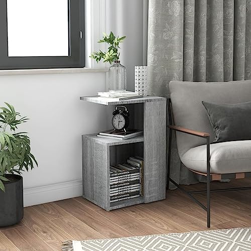 JHQHSM Beistelltisch, Couchtisch Sofatisch Kaffeetisch Wohnzimmertisch Konsolentisch Zeitschriftenständer Teetisch Geeignet für Büro Flur Wohnzimmer Schlafzimmer Grau Sonoma 36x30x56 cm Holzwerkstoff von JHQHSM