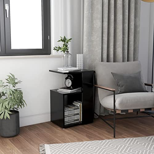 JHQHSM Beistelltisch, Couchtisch Sofatisch Kaffeetisch Wohnzimmertisch Konsolentisch Zeitschriftenständer Teetisch Geeignet für Büro Flur Wohnzimmer Schlafzimmer Schwarz 36x30x56 cm Holzwerkstoff von JHQHSM