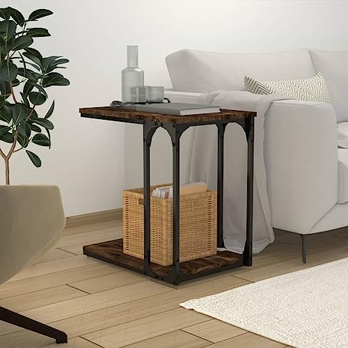 JHQHSM Beistelltisch, Konsolentisch Couchtisch Wohnzimmertisch Kaffeetisch Teetisch Sofatisch Side Table Geeignet für Schlafzimmer Wohnzimmer Flur Büro Räuchereiche 50x35x52 cm Holzwerkstoff von JHQHSM