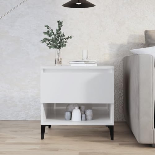 JHQHSM Beistelltisch, Konsolentisch Wohnzimmertisch Couchtisch Kaffeetisch Teetisch Sofatisch Side Table Geeignet für Flur Büro Wohnzimmer Schlafzimmer Hochglanz-Weiß 50x46x50 cm Holzwerkstoff von JHQHSM