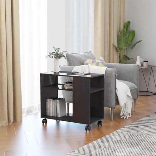 JHQHSM Beistelltisch, Wohnzimmertisch Kaffeetisch Konsolentisch Couchtisch Sofatisch Side Table Teetisch Geeignet für Flur Wohnzimmer Schlafzimmer Büro Hochglanz-Grau 70x35x55 cm Holzwerkstoff von JHQHSM