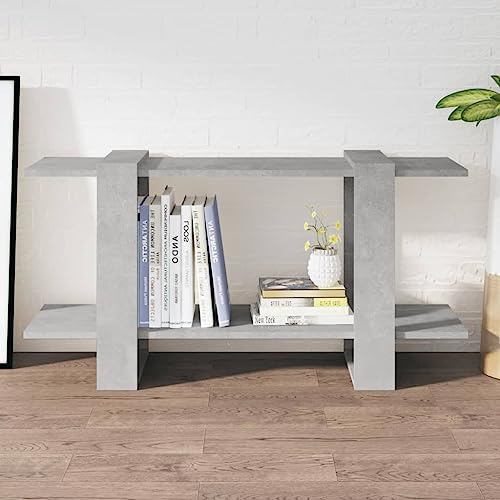 JHQHSM Bücherregal, Aufbewahrungregal Bookcase Bücherschrank Lagerregal Geeignet für Büro Flur Arbeitszimmer Schlafzimmer Betongrau 100x30x51 cm Holzwerkstoff von JHQHSM