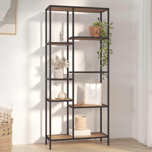 JHQHSM Bücherregal, Bookcase Aufbewahrungregal Lagerregal Bücherschrank Regal Regale Bookshelf Geeignet für Flur Arbeitszimmer Schlafzimmer Büro 80x30x180 cm Stahl und Holzwerkstoff von JHQHSM