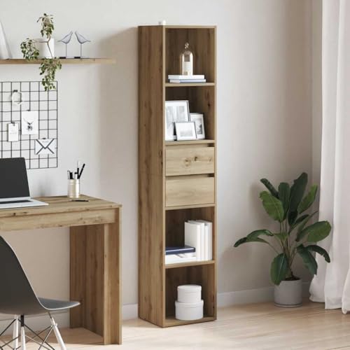 JHQHSM Bücherregal, Bookcase Bücherschrank Aufbewahrungregal Lagerregal Bookshelf Regal Geeignet für Schlafzimmer Büro Arbeitszimmer Flur Artisan-Eiche 36x30x171 cm Holzwerkstoff von JHQHSM