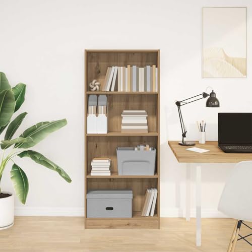 JHQHSM Bücherregal, Bookcase Bücherschrank Lagerregal Aufbewahrungregal Geeignet für Schlafzimmer Arbeitszimmer Büro Flur Artisan-Eiche 60x24x143 cm Holzwerkstoff von JHQHSM