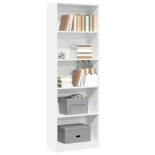 JHQHSM Bücherregal, Bookcase Bücherschrank Lagerregal Aufbewahrungregal Geeignet für Schlafzimmer Arbeitszimmer Büro Flur Weiß 60x24x176 cm Holzwerkstoff von JHQHSM