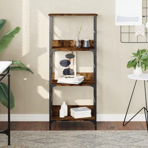 JHQHSM Bücherregal, Bücherschrank Bookcase Lagerregal Aufbewahrungregal Bookshelf Regale Geeignet für Schlafzimmer Büro Flur Arbeitszimmer Räuchereiche 50x33x117,5 cm Holzwerkstoff von JHQHSM