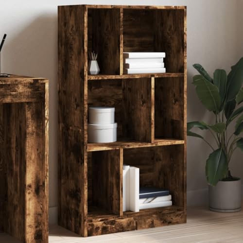 JHQHSM Bücherregal, Bücherschrank Lagerregal Aufbewahrungregal Bookcase Bookshelf Regale Raumteiler Geeignet für Arbeitszimmer Flur Schlafzimmer Büro Räuchereiche 57x28,5x107,5 cm Holzwerkstoff von JHQHSM