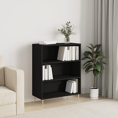 JHQHSM Bücherregal, Bücherschrank Lagerregal Bookcase Aufbewahrungregal Bookshelf Regale Geeignet für Schlafzimmer Flur Arbeitszimmer Büro Schwarz 69,5x32,5x90 cm Holzwerkstoff von JHQHSM