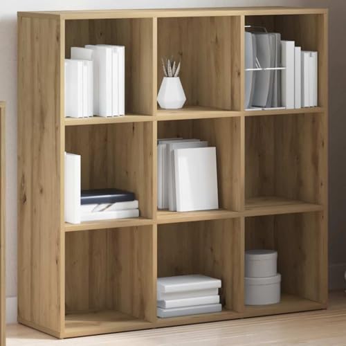 JHQHSM Bücherregal, Lagerregal Aufbewahrungregal Bookcase Bücherschrank Bookshelf Regal Geeignet für Flur Büro Arbeitszimmer Schlafzimmer Artisan-Eiche 98x29x97,5 cm von JHQHSM