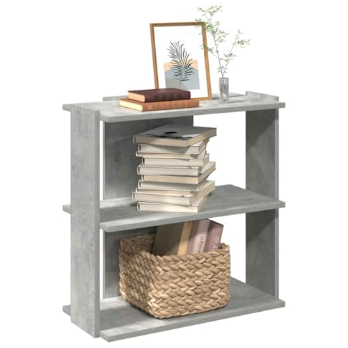 JHQHSM Bücherregal, Lagerregal Aufbewahrungregal Bookcase Bücherschrank Regal Bookshelf Geeignet für Arbeitszimmer Schlafzimmer Büro Flur 3 Böden Betongrau 60x30x60 cm Holzwerkstoff von JHQHSM