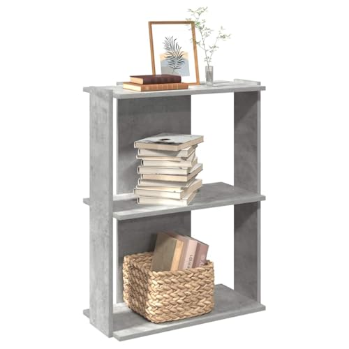 JHQHSM Bücherregal, Lagerregal Aufbewahrungregal Bookcase Bücherschrank Regal Bookshelf Geeignet für Arbeitszimmer Schlafzimmer Büro Flur 3 Böden Betongrau 60x30x80 cm Holzwerkstoff von JHQHSM