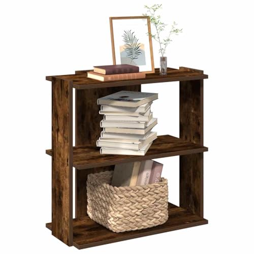 JHQHSM Bücherregal, Lagerregal Aufbewahrungregal Bookcase Bücherschrank Regal Bookshelf Geeignet für Arbeitszimmer Schlafzimmer Büro Flur 3 Böden Räuchereiche 60x30x60 cm Holzwerkstoff von JHQHSM