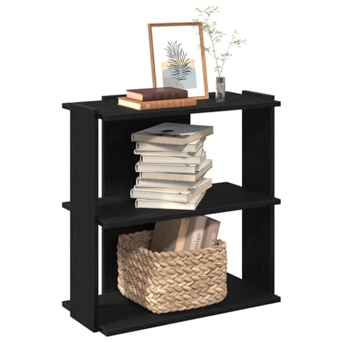 JHQHSM Bücherregal, Lagerregal Aufbewahrungregal Bookcase Bücherschrank Regal Bookshelf Geeignet für Arbeitszimmer Schlafzimmer Büro Flur 3 Böden Schwarz 60x30x80 cm Holzwerkstoff von JHQHSM