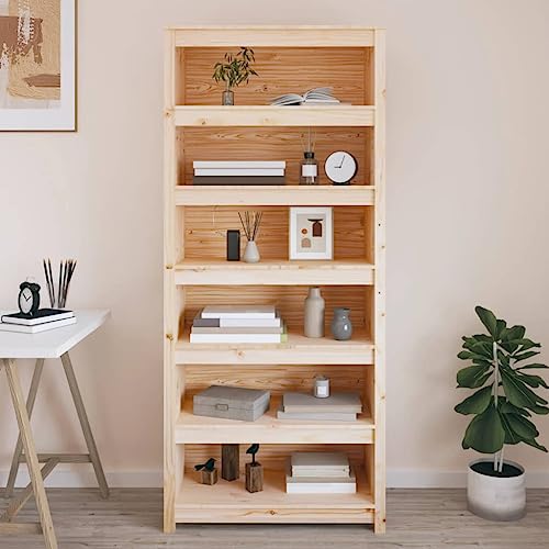 JHQHSM Bücherregal, Lagerregal Aufbewahrungregal Bücherschrank Bookcase Bookshelf Aufbewahrungsschrank Geeignet für Flur Arbeitszimmer Büro Schlafzimmer 80x35x183 cm Massivholz Kiefer von JHQHSM