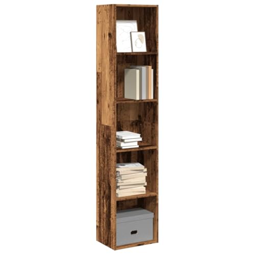 JHQHSM Bücherregal, Lagerregal Aufbewahrungregal Bücherschrank Bookcase Geeignet für Schlafzimmer Büro Arbeitszimmer Flur Altholz-Optik 40x30x189 cm Holzwerkstoff von JHQHSM