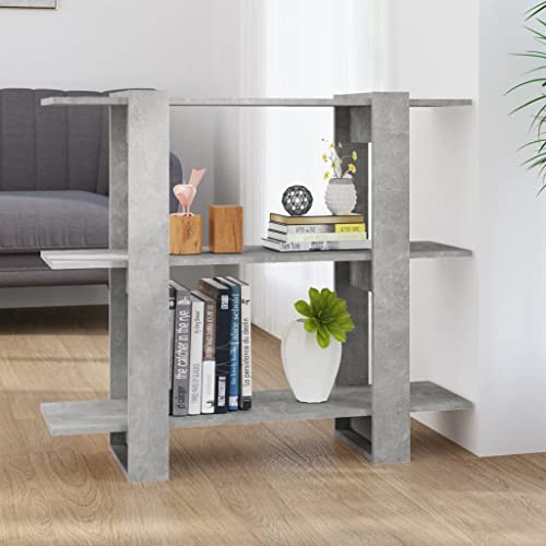JHQHSM Bücherregal/Raumteiler, Aufbewahrungregal Bücherschrank Bookcase Lagerregal Geeignet für Arbeitszimmer Schlafzimmer Flur Büro Betongrau 100x30x87 cm von JHQHSM