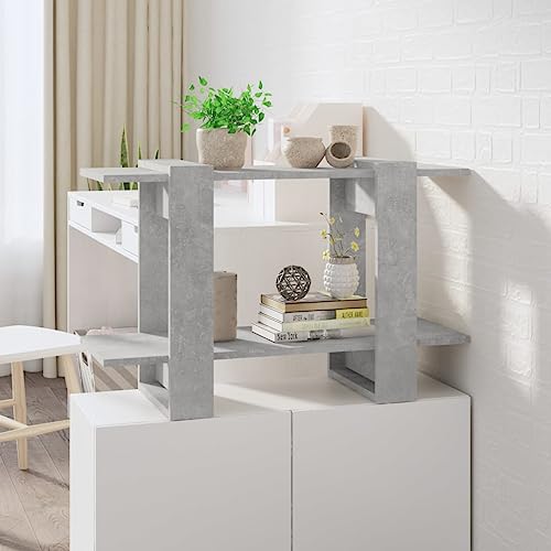 JHQHSM Bücherregal/Raumteiler, Bücherschrank Bookcase Lagerregal Aufbewahrungregal Geeignet für Flur Arbeitszimmer Schlafzimmer Büro Betongrau 80x30x51 cm von JHQHSM
