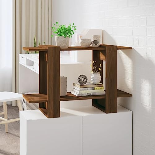 JHQHSM Bücherregal/Raumteiler, Bücherschrank Bookcase Lagerregal Aufbewahrungregal Geeignet für Flur Arbeitszimmer Schlafzimmer Büro Braun Eichen-Optik 80x30x51 cm von JHQHSM