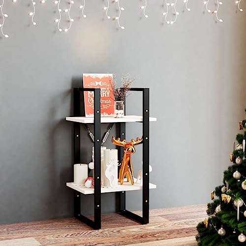 JHQHSM Bücherregal 2 Böden, Bücherschrank Regal Aufbewahrungregal Lagerregal Bookcase Regale Bookshelf Geeignet für Büro Flur Schlafzimmer Arbeitszimmer Weiß 40x30x70 cm Massivholz Kiefer von JHQHSM