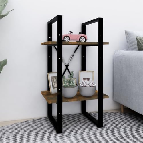JHQHSM Bücherregal 2 Fächer, Bücherschrank Regal Aufbewahrungregal Lagerregal Bookcase Regale Bookshelf Geeignet für Büro Flur Schlafzimmer Arbeitszimmer Räuchereiche 40x30x70 cm Holzwerkstoff von JHQHSM