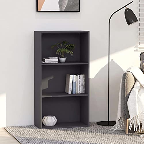 JHQHSM Bücherregal 3 Fächer, Aufbewahrungregal Bookcase Lagerregal Bücherschrank Seitenschrank Geeignet für Arbeitszimmer Flur Büro Schlafzimmer Grau 60x30x114 cm Holzwerkstoff von JHQHSM