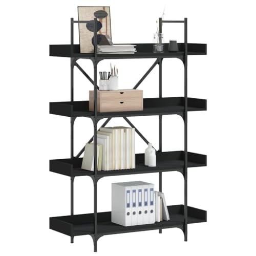 JHQHSM Bücherregal 4 Böden, Bookcase Lagerregal Bücherschrank Aufbewahrungregal Bookshelf Regale Geeignet für Flur Büro Arbeitszimmer Schlafzimmer Schwarz 100x33x145,5 cm Holzwerkstoff JHQHSM Bücherregal 4 Böden, Bookcase Lagerregal Bücherschrank Aufbewahrungregal Bookshelf Regale Geeignet für Flur Büro Arbeitszimmer Schlafzimmer Schwarz 100x33x145,5 cm Holzwerkstoff von JHQHSM