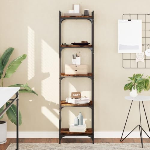 JHQHSM Bücherregal 5 Böden, Aufbewahrungregal Bookcase Lagerregal Bücherschrank Bookshelf Regale Geeignet für Arbeitszimmer Flur Schlafzimmer Büro Räuchereiche 40x30x154 cm Holzwerkstoff von JHQHSM