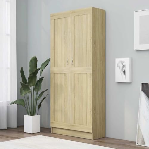 JHQHSM Bücherschrank, Bücherregal Aufbewahrungregal Lagerregal Beistellschrank Raumteiler Highboard Geeignet für Büro Flur Schlafzimmer Arbeitszimmer Sonoma-Eiche 82,5x30,5x185,5 cm Holzwerkstoff JHQHSM Bücherschrank, Bücherregal Aufbewahrungregal Lagerregal Beistellschrank Raumteiler Highboard Geeignet für Büro Flur Schlafzimmer Arbeitszimmer Sonoma-Eiche 82,5x30,5x185,5 cm Holzwerkstoff von JHQHSM