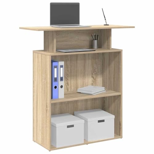JHQHSM Empfangstheke, Rezeptionstisch Empfangstisch Schreibtisch für Empfang Bürotisch Empfang Theke Geeignet für Schulen Krankenhäuser Restaurant Sonoma-Eiche 100x40x104 cm Holzwerkstoff von JHQHSM