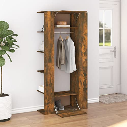 JHQHSM Flurschränke 2 STK. Schrank Schuhschrank Garderobenschrank Flurgarderobe Flurgarderoben Geeignet für Wohnzimmer Flur Eingangsbereich Büro Räuchereiche Holzwerkstoff von JHQHSM