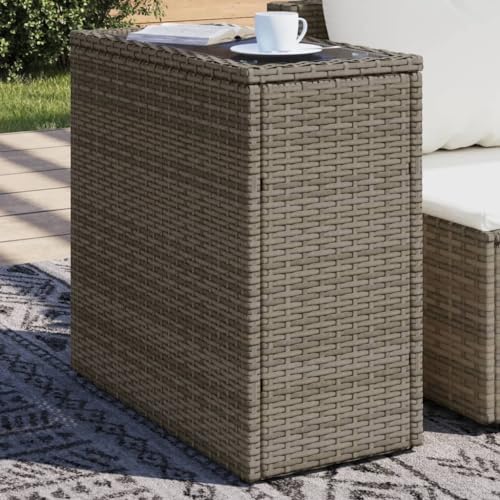 JHQHSM Garten-Beistelltisch mit Glasplatte, Terassentisch Outdoor Tisch Outdoor Esstisch Gartenmöbel Campingtisch Gartentisch Geeignet für Park Garten Balkon Terrasse Grau 58x27,5x55 cm Rattan JHQHSM Garten-Beistelltisch mit Glasplatte, Terassentisch Outdoor Tisch Outdoor Esstisch Gartenmöbel Campingtisch Gartentisch Geeignet für Park Garten Balkon Terrasse Grau 58x27,5x55 cm Rattan von JHQHSM