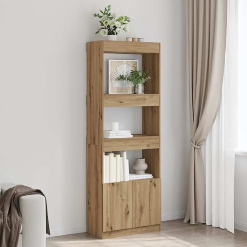 JHQHSM Highboard, Lagerregal Aufbewahrungregal Bookcase Bücherschrank Regale Bookshelf Bücherregal Geeignet für Arbeitszimmer Schlafzimmer Flur Büro Artisan-Eiche 63x33x180 cm Holzwerkstoff JHQHSM Highboard, Lagerregal Aufbewahrungregal Bookcase Bücherschrank Regale Bookshelf Bücherregal Geeignet für Arbeitszimmer Schlafzimmer Flur Büro Artisan-Eiche 63x33x180 cm Holzwerkstoff von JHQHSM