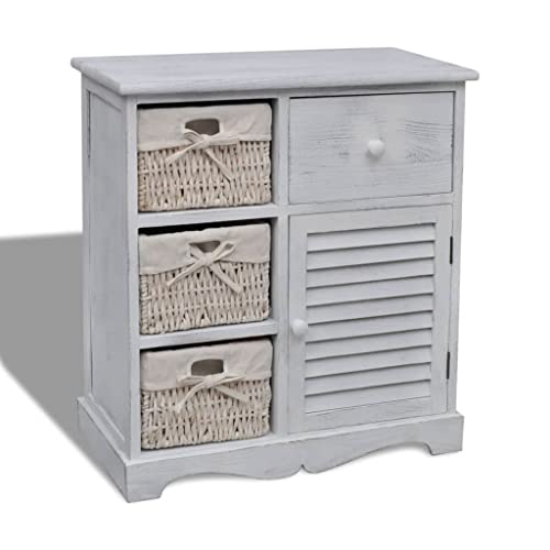 JHQHSM Kommode mit 3 Körben, Schranks Beistellschrank Sideboard Lagerschrank kommode Schubladenschrank Rollcontainer Geeignet für Küche Wohnzimmer Schlafzimmer Arbeitszimmer Weiß von JHQHSM