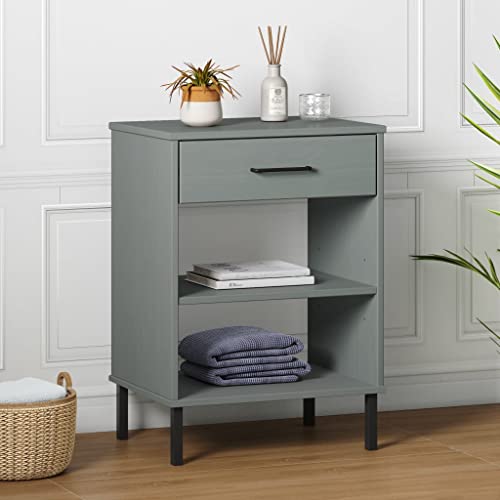 JHQHSM Konsolenschrank mit Metallbeinen, Kaffeetisch Beistelltisch Wohnzimmertisch Couchtisch Sofatisch Side Table Nachttisch Geeignet für Büro Flur Schlafzimmer Wohnzimmer Grau Massivholz Kiefer von JHQHSM