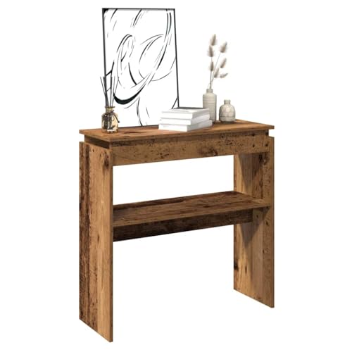 JHQHSM Konsolentisch, Couchtisch Beistelltisch Wohnzimmertisch Kaffeetisch Nachttisch Sofatisch Balkontisch Geeignet für Wohnzimmer Büro Flur Schlafzimmer Altholz-Optik 80x30x102 cm Holzwerkstoff von JHQHSM