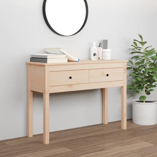 JHQHSM Konsolentisch, Couchtisch Kaffeetisch Beistelltisch Eingangstisch Akzenttisch TV-Tisch Sofatisch Geeignet für Büro Schlafzimmer Wohnzimmer Flur 100x35x75 cm Massivholz Kiefer von JHQHSM