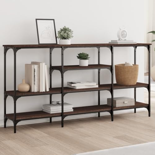 JHQHSM Konsolentisch, Couchtisch Wohnzimmertisch Beistelltisch Kaffeetisch Geeignet für Büro Schlafzimmer Flur Wohnzimmer Braun Eichen-Optik 160x29x80 cm Holzwerkstoff von JHQHSM