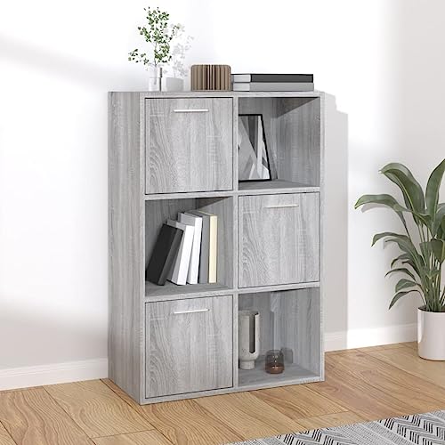 JHQHSM Lagerschrank, Bücherschrank Aufbewahrungregal Lagerregal Bookcase Bookshelf Bücherregal Regale Sideboard Geeignet für Büro Flur Schlafzimmer Arbeitszimmer Grau Sonoma 60x29,5x90 cm von JHQHSM
