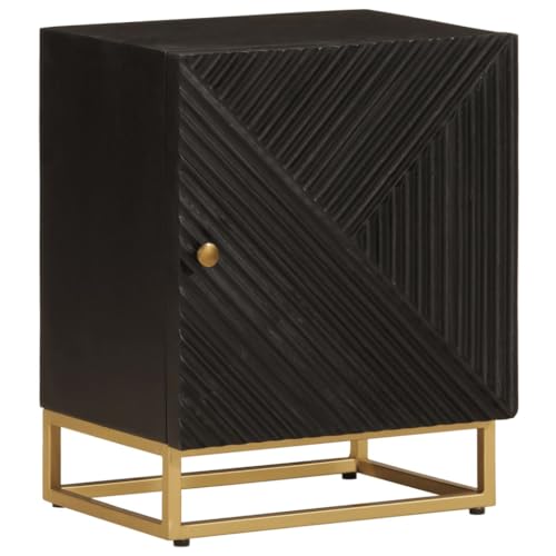 JHQHSM Nachttisch, Beistelltisch Sofatisch Eingangstisch Console Table Fernsehtisch Geeignet für Eingang Flure Wohnzimmer Büro Schwarz 40x30x50 cm Massivholz Mango und Eisen von JHQHSM