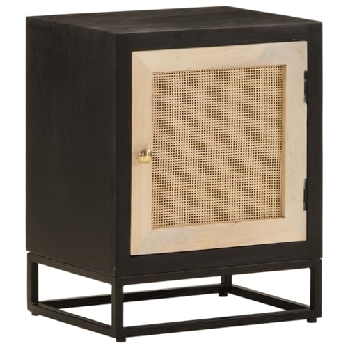 JHQHSM Nachttisch, Beistelltisch Sofatisch Eingangstisch Console Table Fernsehtisch Geeignet für Eingang Flure Wohnzimmer Büro Schwarz 40x30x50 cm Massivholz Mango und Eisen von JHQHSM